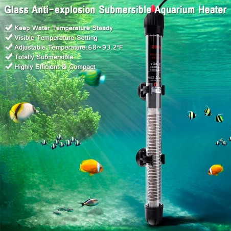 Akvarium varmvattenberedare - med termometer - justerbar - 25W - 50W - 100W - 200W - 300W