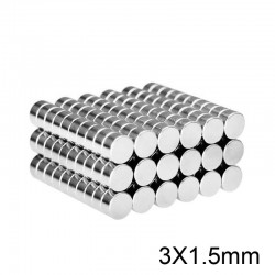 N52 - neodymmagnet - stark skiva - 3 * 1,5 mm - 20 stycken