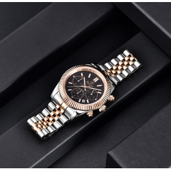 BENYAR - elegant Quartz klocka - kronograf - vattentät - rostfritt stål - guld / svart