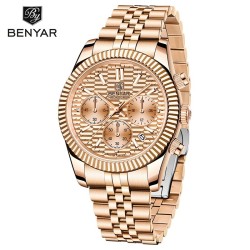 BENYAR - elegant Quartz watch - chronograph - waterproof - stainless steel - goldWatches