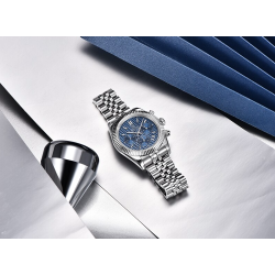 BENYAR - elegant Quartz-klocka - kronograf - vattentät - rostfritt stål - blå