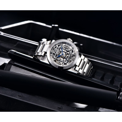 BENYAR - automatic mechanical watch - hollow-out design - stainless steel - whiteWatches