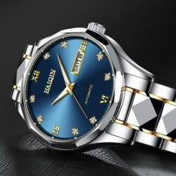 HAIQIN - mekanisk automatisk klocka - rostfritt stål - guld / blå