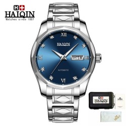 HAIQIN - mekanisk automatisk klocka - rostfritt stål - silver / blå