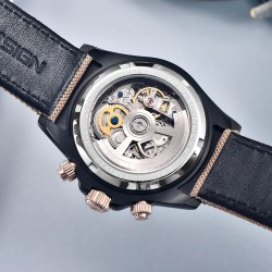 PAGANI DESIGN - mekanisk sportklocka - kronograf - regnbågsram - läderband - lila