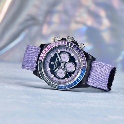 PAGANI DESIGN - mekanisk sportklocka - kronograf - regnbågsram - läderband - lila