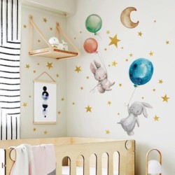 Luminous wall sticker - kids bedroom wallpaper - bunny / moon / balloons / starsWall stickers