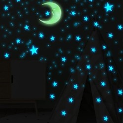 Självlysande vägg-/takklistermärken - dekoration för barnens sovrum - måne / stjärnor - 111 delar