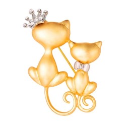 Double cat with crown - broochBrooches