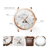 LOBINNI - luxury Quartz watch - moon phase - waterproof - leather strap - white / brownWatches