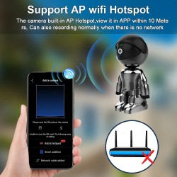 WiFi säkerhetskamera - tvåvägsljud - 1080P - 4MP - PTZ Wifi - IP - svart robot