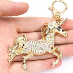 Golden crystal unicorn - keychainKeyrings