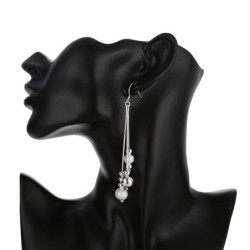 Långa silverörhängen - matta pärlor - 925 sterling silver