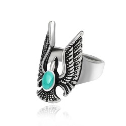 Retro ring - eagle with blue stone