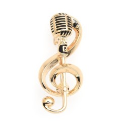 Gold music note / microphone - broochBrooches