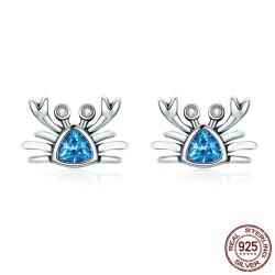 Krabbaformade örhängen - blå kristall - 925 sterling silver
