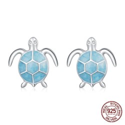 Silverblå sköldpaddsörhängen - 925 sterling silver