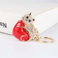 Red heart / crystal cat - keychainKeyrings