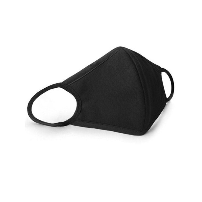 Reusable protective face mask - cotton - black - with patternMouth masks