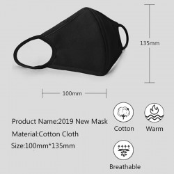 Reusable protective face mask - cotton - black - with patternMouth masks