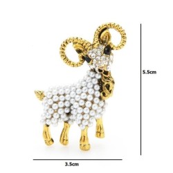 Golden goat with pearls - vintage broochBrooches