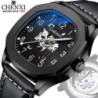 CHENXI - automatic mechanical Quartz watch - waterproof - skeleton design - blackWatches