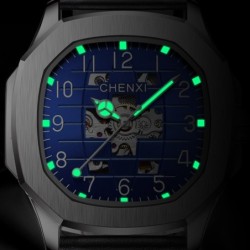 CHENXI - automatic mechanical Quartz watch - waterproof - skeleton design - blackWatches