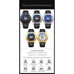 CHENXI - automatic mechanical Quartz watch - waterproof - skeleton design - blackWatches