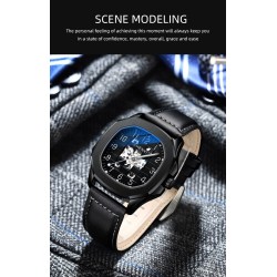 CHENXI - automatic mechanical Quartz watch - waterproof - skeleton design - blackWatches