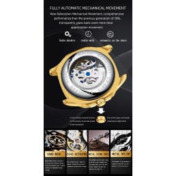 CHENXI - automatic mechanical Quartz watch - waterproof - skeleton design - gold / blackWatches