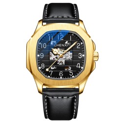 CHENXI - automatic mechanical Quartz watch - waterproof - skeleton design - gold / blackWatches