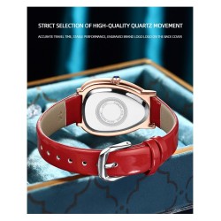 CHENXI - elegant Quartz klocka med strass - vattentät - läderband - grön