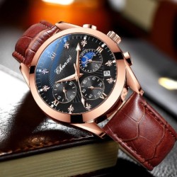 CHENXI - sports Quartz watch - waterproof - leather strap - brown / blackWatches