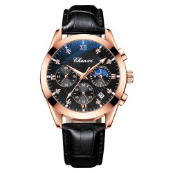 CHENXI - sports Quartz watch - waterproof - leather strap - black / rose goldWatches