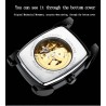 CHENXI - automatic square watch - hollow-carved design - leather strap - silver / blueWatches