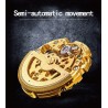 CHENXI - automatisk fyrkantsklocka - ihålig snidad design - läderarmband - silver / blå