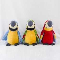 Plyschtalande papegoja - upprepar vad du säger - viftar med vingarna - plyschleksak