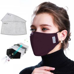 Skyddande ansikts-/munmask - med 2 PM25 aktivt kolfilter - återanvändbar