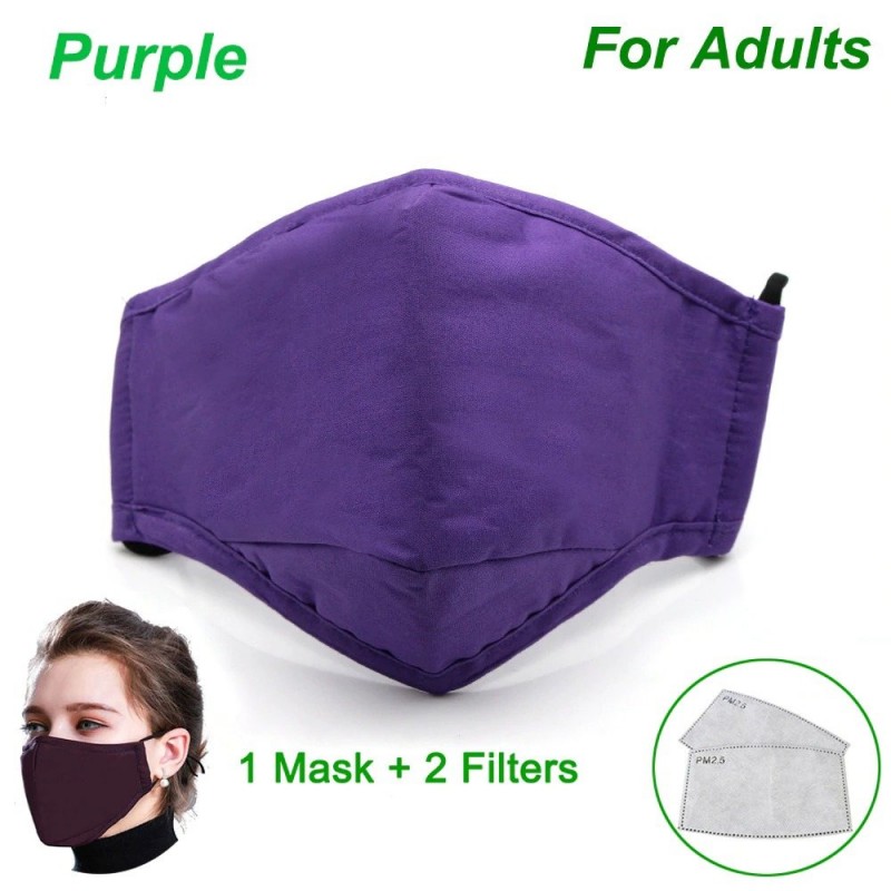Skyddande ansikts-/munmask - med 2 PM25 aktivt kolfilter - återanvändbar