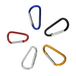 Metallkarbinhake - nyckelring - clip-lock spänne - D-form - 10 stycken