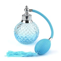 Vintage kristall parfymflaska - tom behållare - med spray atomizer - påfyllningsbar - 100ml