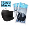 Skyddande ansikts-/munmasker - engångs - 4-lagers - svart - 50 stycken