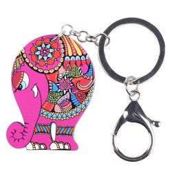 Färgglad akryl elefant - nyckelring