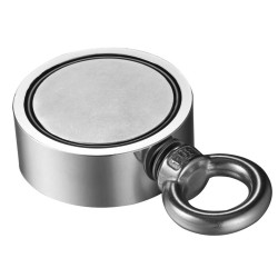 Double sided neodymium magnet - fishing magnet - with eyebolt - 300Kg - D60mmMagnets