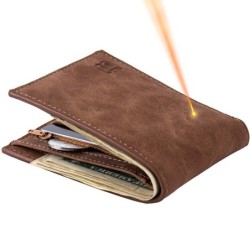 Kort läderplånbok - korthållare - med dragkedja