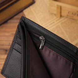 Klassisk herrplånbok - korthållare - dragkedja - äkta läder