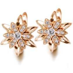 Golden flower earrings with crystalsEarrings