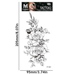 Svarta blommor - tillfällig tatuering - klistermärke