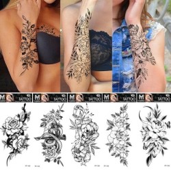 Black roses / flowers - temporary tattoo - sticker