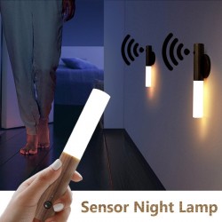 copy of LED trä vägg ljus - infraröd / natt sensor - trådlös - USB laddning